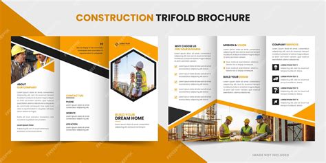 Premium Vector Construction Business Trifold Brochure Template Or