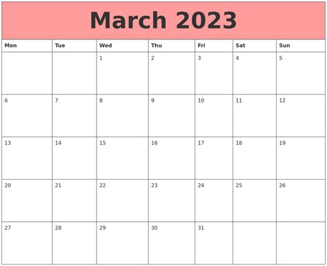 March 2023 Calendars That Work