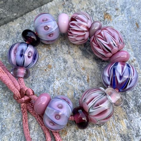 Random Set Of Beads By Anu Luht Artisan Jewelry Beaded Bracelets Lampwork Glass Beads