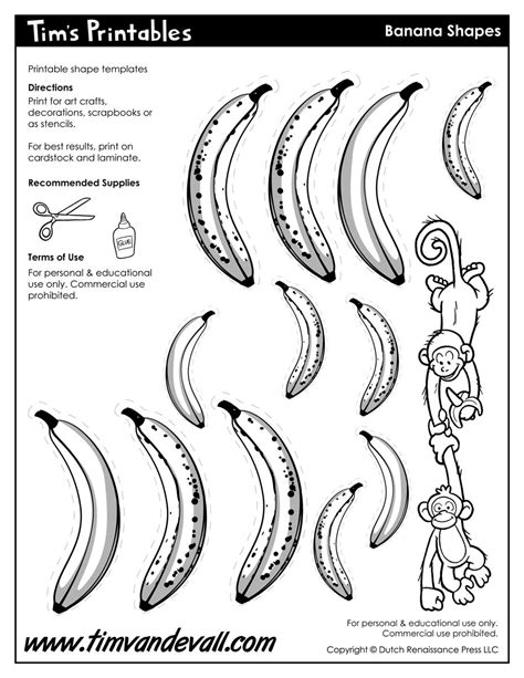 Banana Shapes Tims Printables
