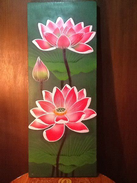 Jual lukisan panel bunga lotus hitam putih minimalis di. Jual Lukisan Bunga Teratai Merah Background Hijau Painting ...