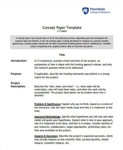 A concept paper is a document written before starting a research project, explaining what the study is about, why it's needed and the the concept paper will include your proposed research title, a brief introduction to the subject, the aim of the study, the research questions you intend to answer, the type. FREE 20+ Research Paper Outlines in PDF | MS Word