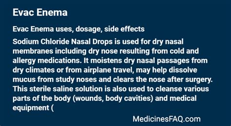 Evac Enema Uses Dosage Side Effects Faq Medicinesfaq