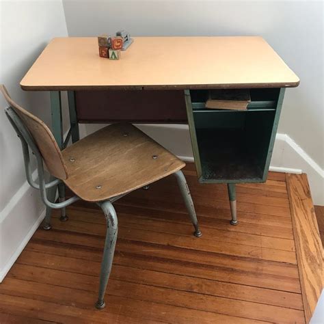Reserved Includes Chair Vintage School Desk Metal Brunswick Teacher