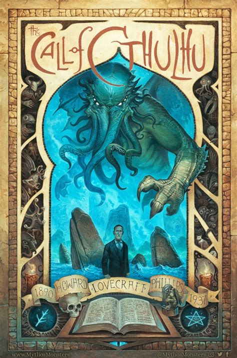 Lovecraft S The Call Of Cthulhu Art Nouveau Print 12x18 Etsy