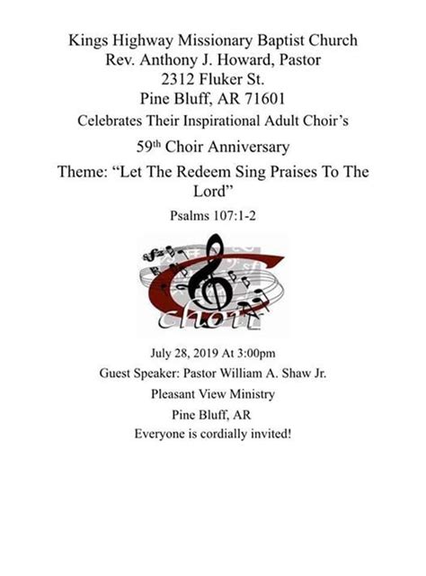 59th Choir Anniversary Kings Highway Missionary Baptist Church Pine