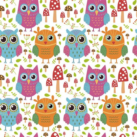 Funny Owls Seamless Patterns Files Ai
