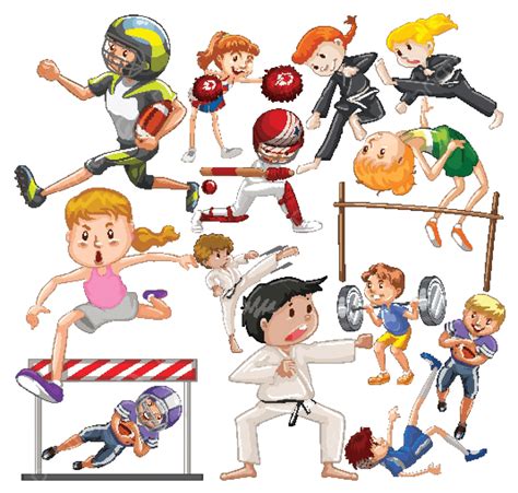 Assortment Of Individuals Engaging In Various Sports Activities Vector
