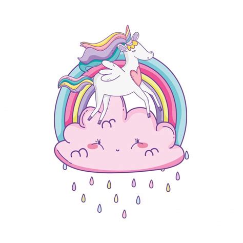 Premium Vector Unicorn On Clouds Cute Cartoons