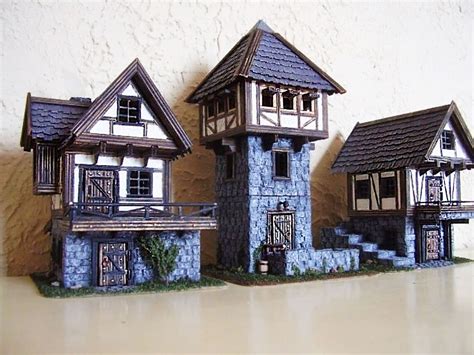 Medieval House Building Miniatures Set Of 3 Etsy