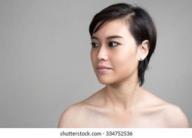 Naked Asian Woman Short Hair Shutterstock