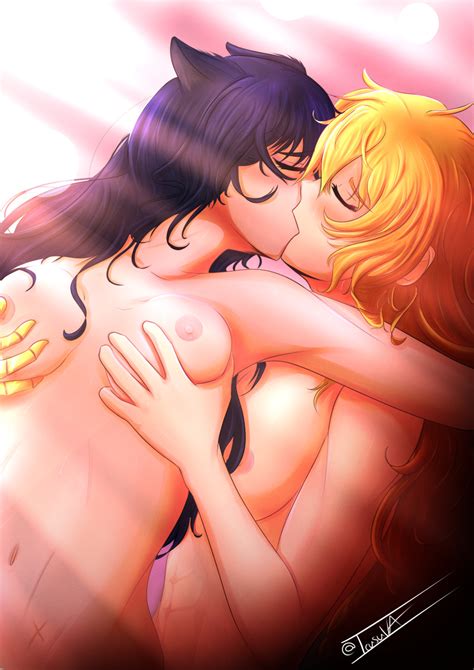 Rule 34 Black Hair Blake Belladonna Blonde Hair Breast Squeeze Canon Couple Cat Ears Irusuva