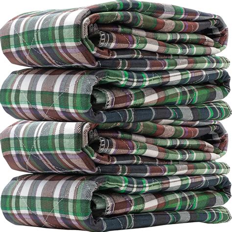 4 Pack 34x36 Plaid Waterproof Reusable Underpadswashable Bed Pads