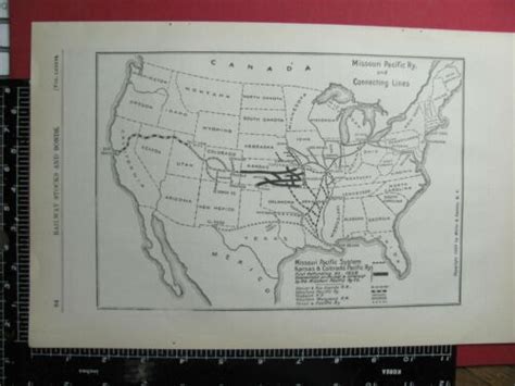 Orig 1908 Missouri Pacific Railroad System Map And Connecting Lines Ebay