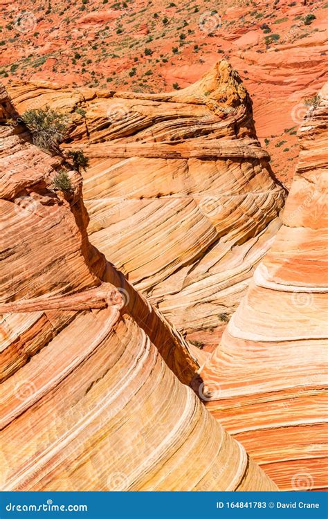Layered Depth Of Sandstone Towers And Wave Formations In The Arizona