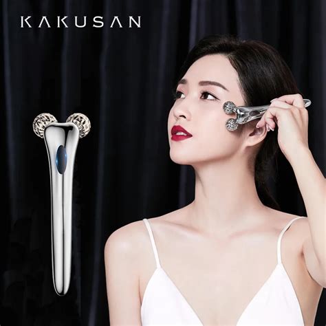 Kakusan Microcurrent Face 3d Roller Massager 360 Rotate Silver Facial Massager Roller Face