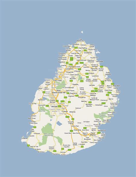 Detailed Road Map Of Mauritius With All Cities And Villages Mauritius