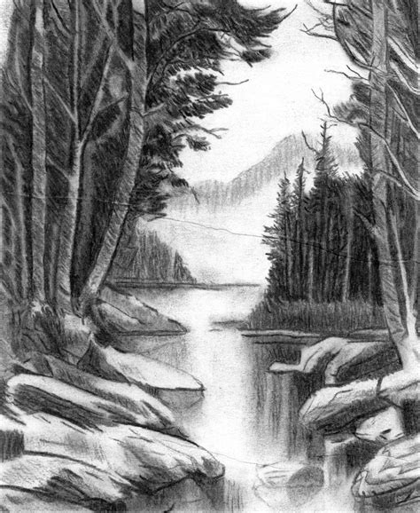 2 Dibujo Carboncillo 4 Carboncillo Paisaje Boceto De Paisaje