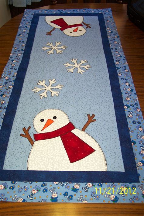 Snowman Table Runner Quilted Table Runners Table Runner Pattern