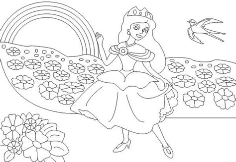 princess   rainbow coloring page  print  coloring pages