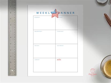 Printable July Weekly Calendar Simple Weekly Desktop Notes Etsy