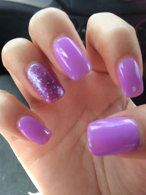 Lilac Nails With Purple Glitter Feature Nail Purple Glitter Nails Lilac Nails Bride Beauty