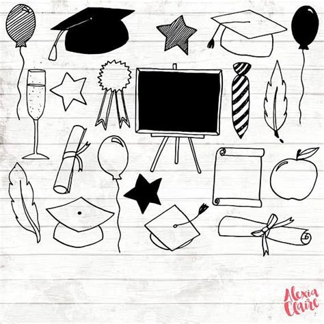 Graduation Clipart Hand Drawn Clipart Vector Graduation Etsy Uk