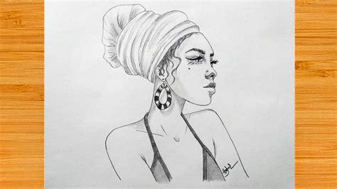 African Girl Sketch Tutorial Drawing A African Lady Easy Step By