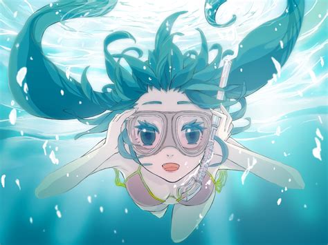 bikini gabaisuito n goggles hatsune miku swimsuit underwater vocaloid water