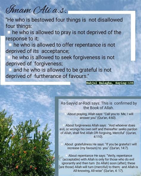 On Instagram Imam Ali A S He Who Is Bestowed Four Things