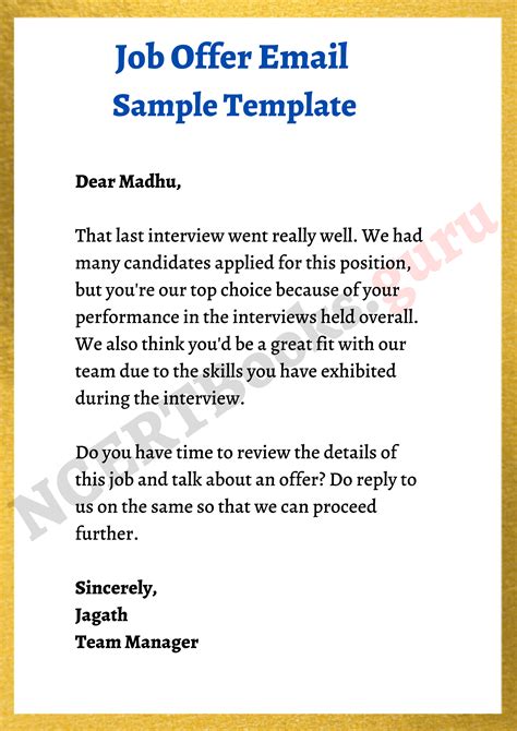 Offer Letter Format Samples Template Tips Guidelines For Offer