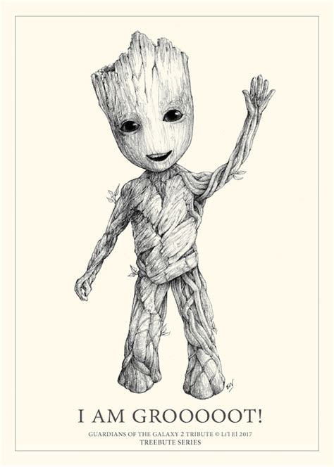 A5 Baby Groot Print Guardians Of The Galaxy 2 Tribute Marvel Etsy