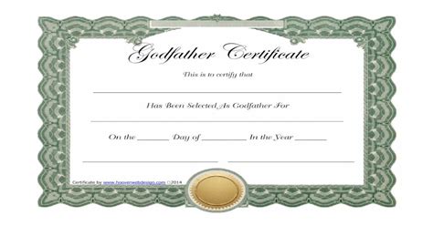 Pdf Blank Godfather Certificate Template Hoover Web Design · Free