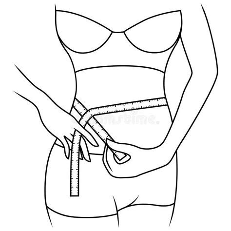cuerpo ideal de la mujer con la cinta de la medida de cintura ilustración del vector