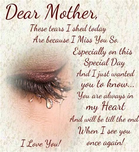 Dear Mother Mom In Heaven Mom I Miss You Mom In Heaven Quotes