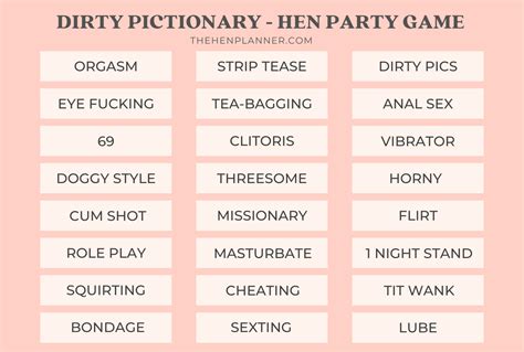 Dirty Pictionary Naughty Hen Party Game Free Download The Hen Planner
