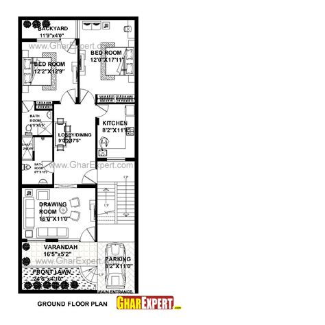 House Plan For 26 Feet By 60 Feet Plot Plot Size 173 Square Yards