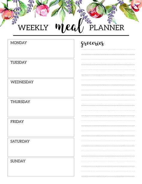 Meal Planning Template Printable