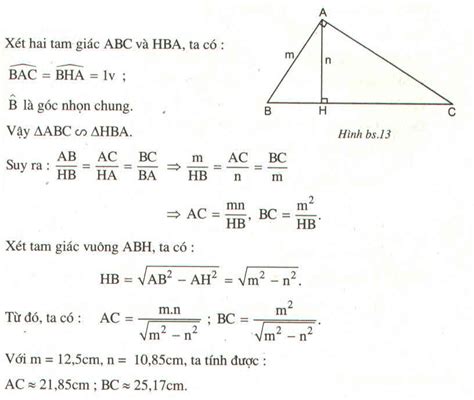 Tam giác ABC vuông tại A có đường cao AH n cm và cạnh AB m cm Hãy tính độ dài