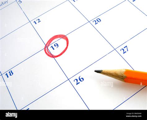 A Circled Date On A Calendar Stock Photo Alamy
