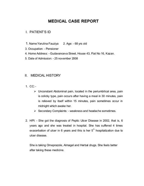 Medical Case Report Format