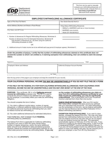 Form W 4 Employee Withholding Allowance