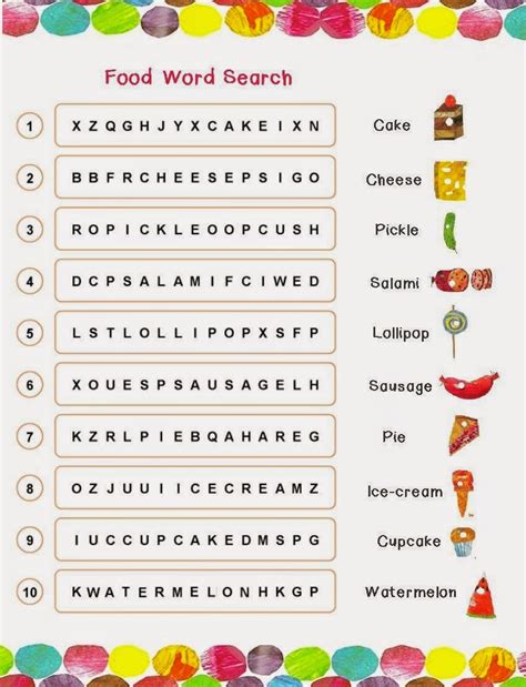 Blog In English Food Word Search
