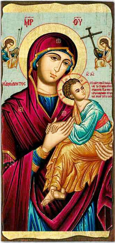 Virgin Mary Perpetual Help (In Red), Greek Serigraph Panel Icon - at Holy Trinity Store