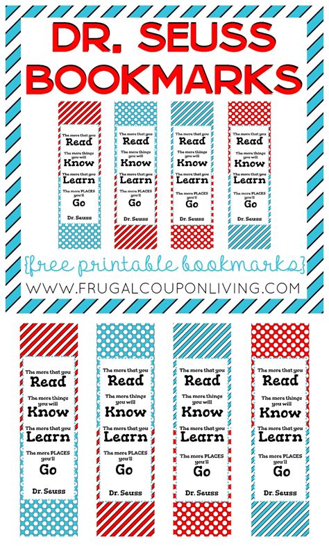 You can never go wrong with the great dr. FREE Printable Dr Seuss Bookmarks