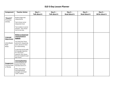 5 Day Lesson Planner Template Download Printable Pdf Templateroller