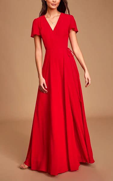 Youre My Everything Red Short Sleeve Wrap Maxi Dress Best Maxi Dress
