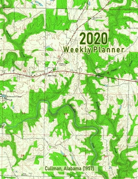 2020 Weekly Planner Cullman Alabama 1957 Vintage Topo Map Cover