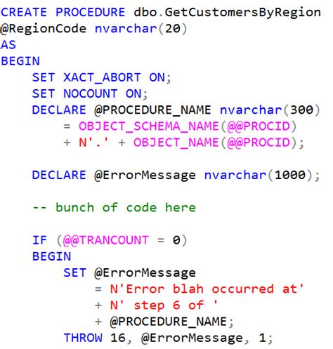 Sql Avoiding Hard Coding T Sql Procedure Names Within Procedure Code