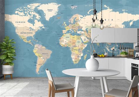 World Map Mural Wallpaper By Bonnie And Bold Interiors